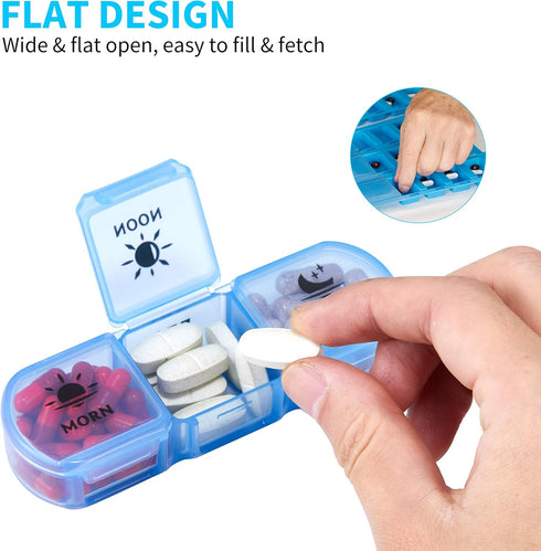 FGcase Pill Organizer 3 Times a Day, Large Weekly Pill Case with Travel Case, 21 Compartments, Rainbow Black