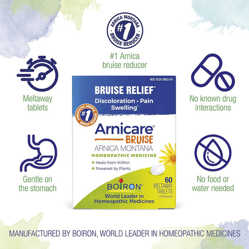 Boiron Arnicare Bruise - Relief for Pain or Swelling from Injuries, Discoloration of Bruises - 60 Tablets
