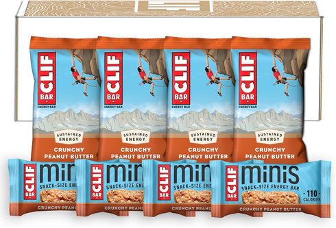 CLIF BAR Crunchy Peanut Butter - Full Size and Mini Energy Bars, Made with Organic Oats, Non-GMO, Plant Based