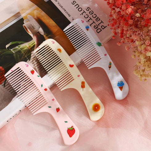 2 Piece Mini Hair Comb Set, Small Cute Anti-Static Fine Tooth Rat Tail Comb for Wet and Dry (Blue Ice Cream)