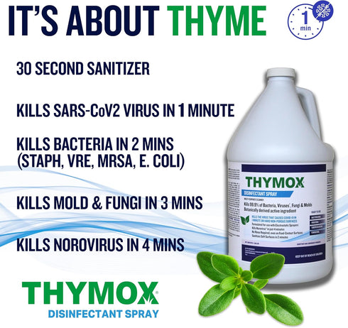 Thymox 1 Gallon Botanical Disinfectant - All Natural Cleaner Mold Remover, Multipurpose Cleaner, Mold Killer - Ideal