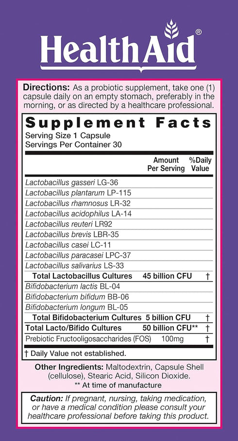 WomensProbio 50 Billion with Prebiotic, 30ct Once Daily Capsule for Feminine Health, Bloating, Yeast Infection