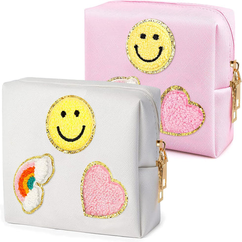 2 Pack Period Bag, PU Leather Sanitary Napkin Storage Bag for Feminine Pads, Liners, Tampons, and Reusable Pads,