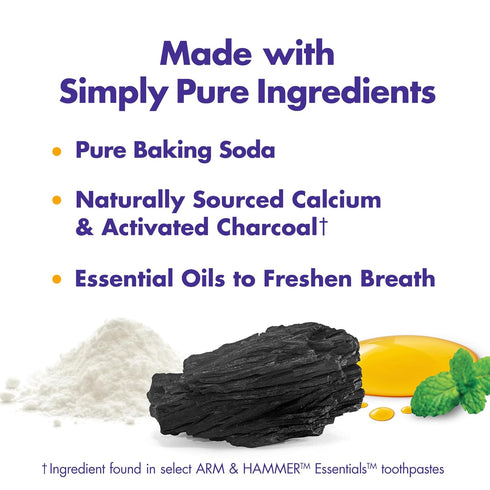 HAMMER 4 Pack 4.3oz 100% ARM & Essentials Fluoride-Free Toothpaste, Whitening + Activated Charcoal Toothpaste