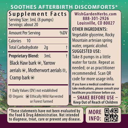 WishGarden Herbs AfterEase - All-Natural Herbal Supplement for After Birth Contractions, 2oz
