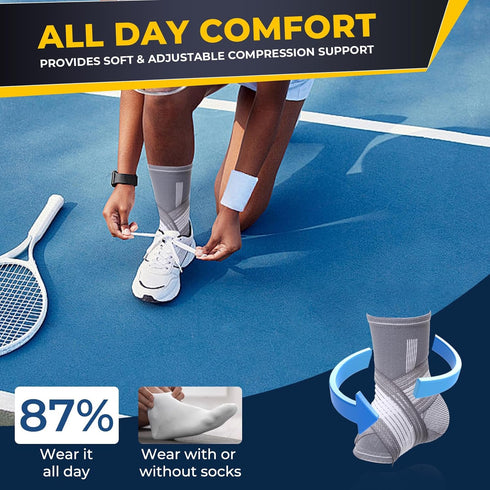 NeoTech Care Adjustable Ankle Support Brace, Size L, 1 Pair, Gray