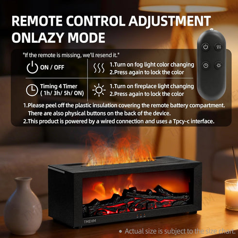 Humidifier,7 TMEHM Fireplace Flame Air Diffuser Colors Aromatherapy Essential Oil Diffuser,Ultrasonic Aroma Humidifier