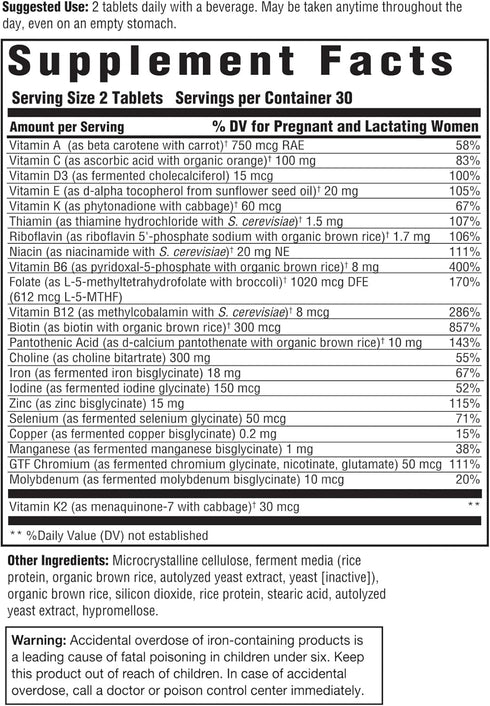 Innate Response Formulas Baby & Me Multivitamin - Prenatal and Postnatal Vitamin with Folate, 60 Tablets
