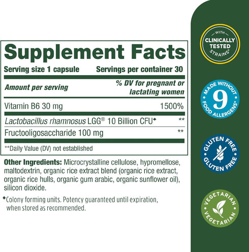 MegaFood Baby & Me 2 Prenatal Probiotic - Vegetarian Pregnancy Prebiotics and Probiotics for Women, Digestive Health & Immune Support with Vitamin B6 for Morning Sickness Relief - 30 capsules