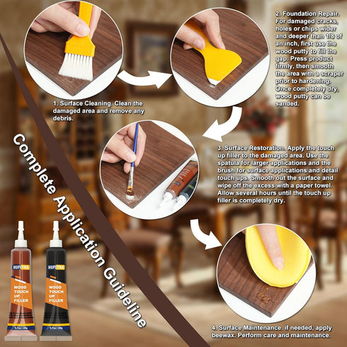 Wood Furniture Repair Kit, 21 Pcs, Touch Up Wood Putty, Wood Fillers, Beeswax for Cracks, Scratches, Holes