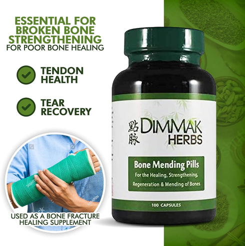 Certified Organic Bone Mending Pills by Dimmak Herbs, Bone Fracture Healing Supplement, 100 caps