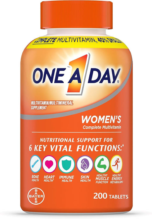 ONE A DAY Womens Complete Daily Multivitamin, 200 Count - Vitamin A, B, C, D, E, Calcium, Magnesium, Immune Support