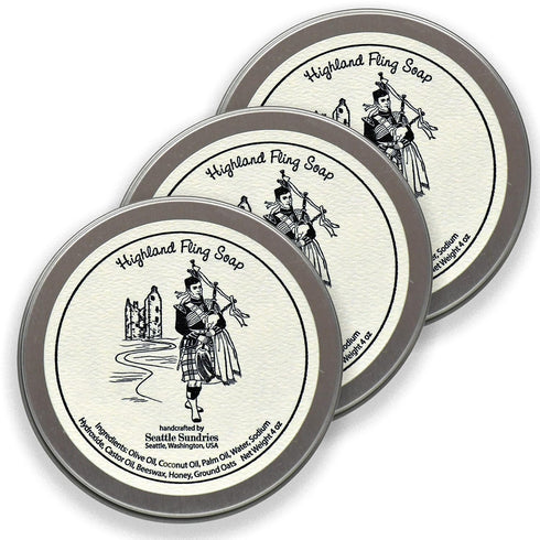 Sweet Honey & Oatmeal Soap Pack for Women & Men - 3x (4oz) Exfoliating All-Natural Bar Soap in Reusable Travel Tin