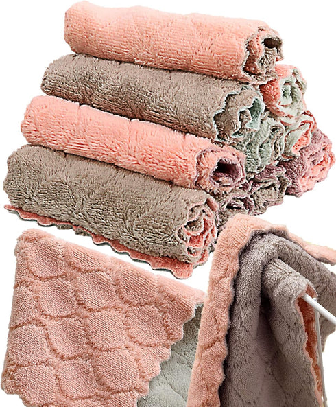 SAOYOAS 12 Pack Kitchen Towels Quick Dry Washcloths, Coral Velvet Dishtowels Multipurpose Reusable