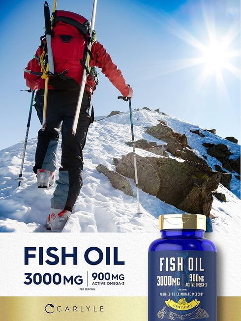 Carlyle Fish Oil 3000mg | 900mg Omega 3 | 90 Softgels, Lemon Flavor, Non-GMO, Gluten Free