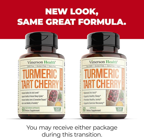 Turmeric Curcumin & Tart Cherry Extract Capsules, 600mg - Joint Health & Sleep Support with Black Pepper
