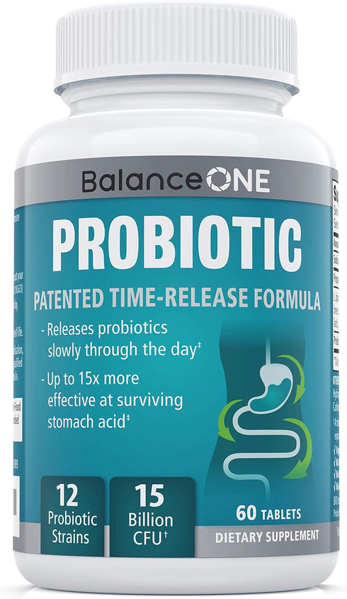 Daily Probiotics for Women & Men, 15 Billion CFUs with Prebiotics, 12 Strains, Lactobacillus Plantarum, Acidophilus &