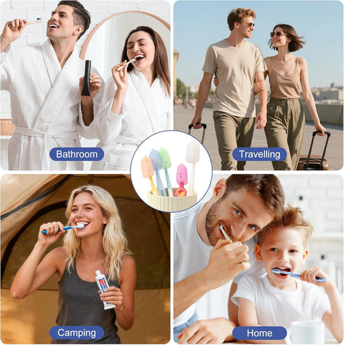 Serqd 6 Pack Silicone Toothbrush Covers, Travel Toothbrush Head Caps for Manual and Electric Toothbrushes, Breathable