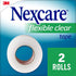 Nexcare Flexible Clear Tape, Waterproof Transparent Medical Tape, 1 In x 10 Yds, 2 Rolls of Tape, Secures Dressings and
