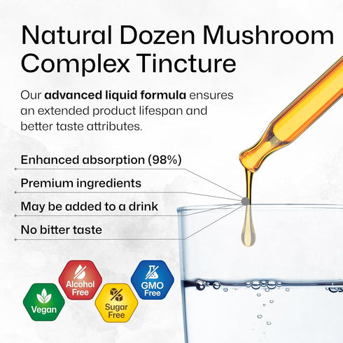MAUWE HERBS Dozen Mushroom Tincture - Immune Support Supplement Drops, 4fl. oz Bottle