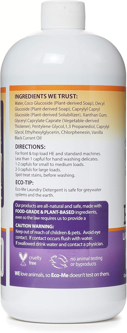 Eco-me Plant Based Concentrated Laundry Detergent, 32 Fl Oz (Pack of 1) | Clear, Vanilla
