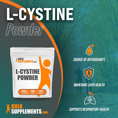 BulkSupplements.com L-Cystine Powder - 500mg per Serving, 200 Servings - Gluten Free Amino Acid Supplement for Immune