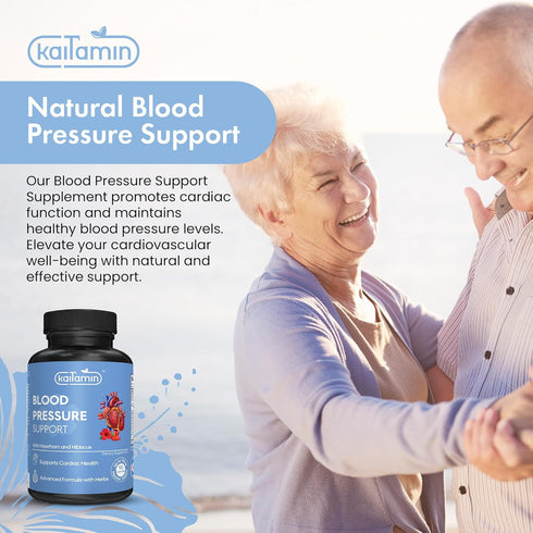 Blood Pressure Support Supplement - Garlic, Hibiscus, Hawthorn - 90 Capsules, 3 Months Supply for Cardiac Health.