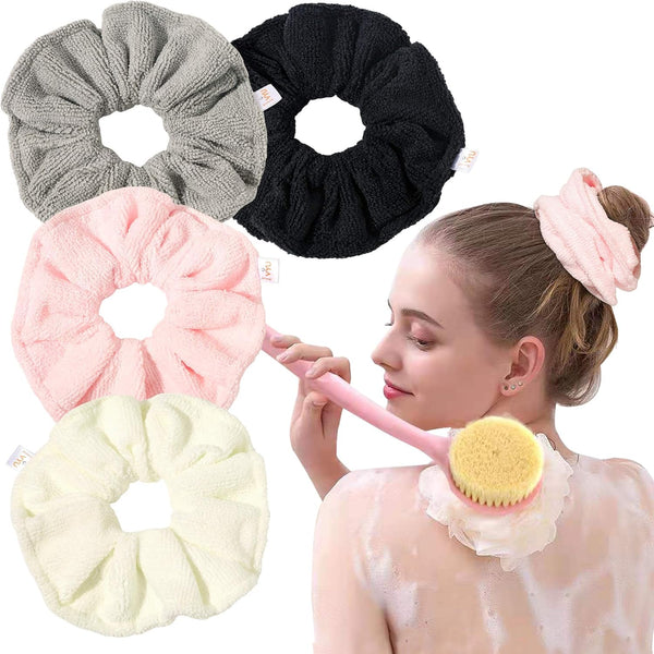 Ivyu Large Microfiber Hair Drying Scrunchies Towel for Curl Hair - Anti Frizz Absorbent Fast Terry Cloth Scrunchy