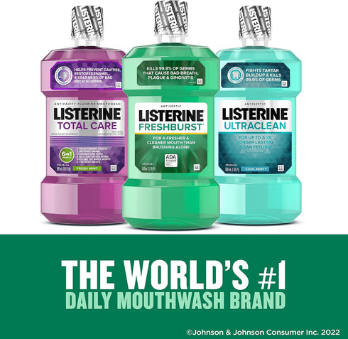 Listerine Freshburst Antiseptic Mouthwash, Kills 99% of Germs, Spearmint, 1 L, ADA Accepted