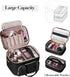Travel Makeup Bag with 2 Pouches and Adjustable Dividers, Large Cosmetic Case Organizer for Women, Black (Patented
