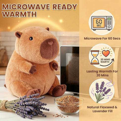 SuzziPals Heatable & Coolable Capybara Plush, Microwavable Stuffed Animal Heating Pad for Soothing & Relaxation