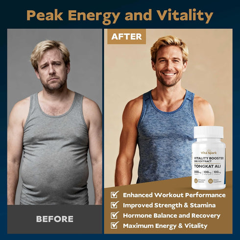 Vita Spark 60 Tongkat Ali for Men - Longjack with Fadogia Agrestis & Turkesterone, Third-Party Certified Men's