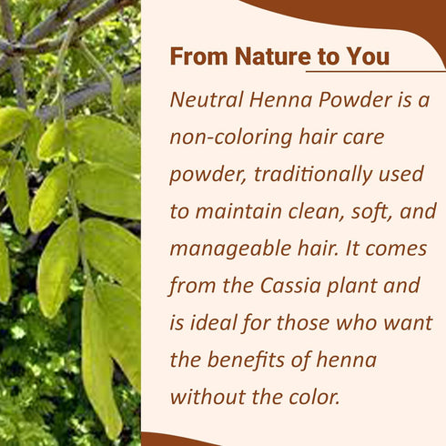 minature Pure Neutral Henna Powder (Cassia Obovata) for Hair Conditioning, 100% Herbal & Natural, 227 gm