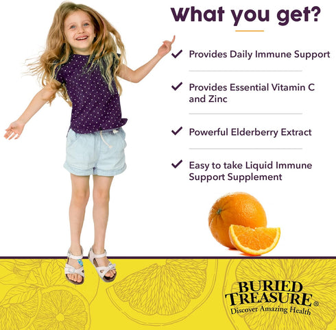 Buried Treasure Childrens ACF Advanced Immune Support - Cherry Flavor, 16oz Liquid Herbal Immunity Formula