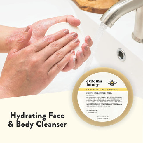 ECZEMA HONEY Gentle Oatmeal and Lavender Soap - Natural Eczema Body Wash for Dry, Itchy, Sensitive Skin (3.3 Oz)