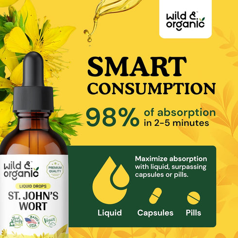 St Johns Wort Tincture - Organic Mood Supplement with Saint John's Wort - 2oz for Calm and Relaxation