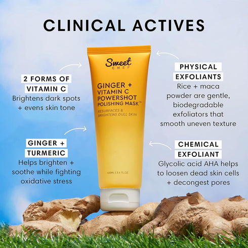 Sweet Chef Ginger + Vitamin C Powershot Polishing Mask - Brightening Face Mask for Dark Spots & Uneven Skin Tone