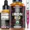 Liquid Iron Supplement for Women & Men - 2 Fl Oz - with Vitamin B12 5000mcg, Natural Grape Flavor, Blood Builder for