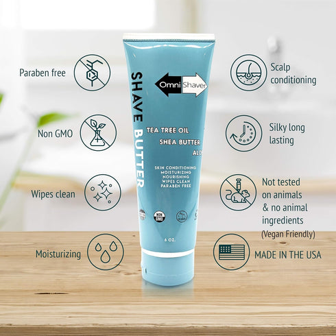 Shave Butter, Moisturizing Shaving Cream for Men & Women, Sensitive Skin Formula, Travel Size 6 oz