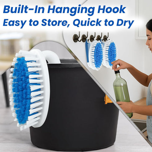 PHYEX Scrub Brush - 2 Pack Household Cleaning Brushes with Stiff Bristles for Carpet, Shower, Kitchen