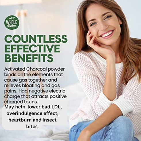 Pure Coconut Activated Charcoal Capsules, 180 Charcoal Pills for Teeth Whitening, Bloating, Body Cleansing, Vegan