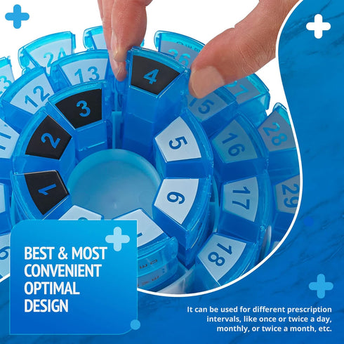 Monthly Pill Box by MEDca - Smart Prescription Organization with Multiple Daily Doses Section, Removable Compartments