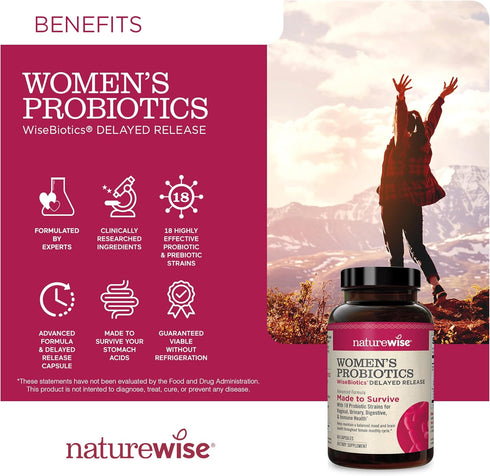 NatureWise Probiotics for Women - With Prebiotics and Cranberry - Vaginal, PH Balance, Digestive, Urinary Tract Support