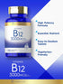 Carlyle Vitamin B-12, 3000mcg, 180 Tablets for Adults, Vegetarian, Non-GMO, Gluten Free Supplement