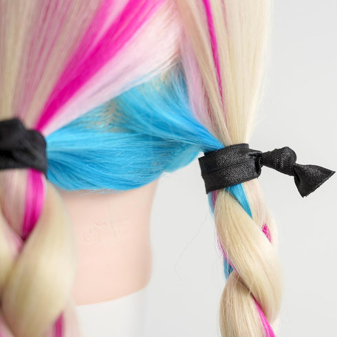MEEDEE 100 Pack Black Elastic Hair Ties No Crease Soft Ribbon Ouchless Hair Ties for Women