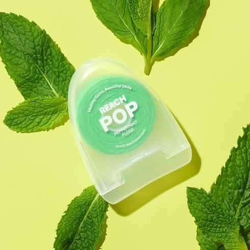 REACH POP Dental Floss, 3 Pack, Peppermint, Vegan Wax, Plaque Remover, Eco-Friendly Packaging for Adults & Kids