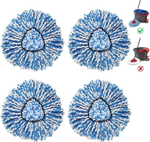 BonusLife 4-Pack Mop Head for O-Ceda RinseClea Spin Mop Refill - Easy Cleaning Microfiber Replacement