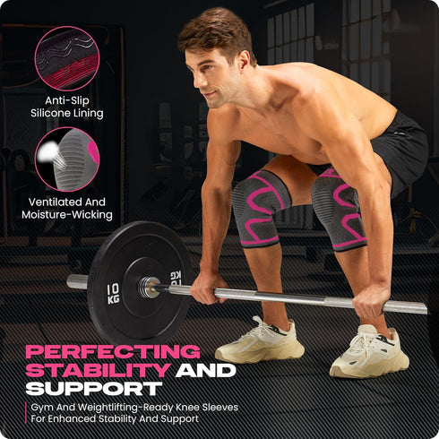 Special Essentials Knee Brace for Men and Women, 2 Pack Compression Sleeve for Knee Pain Relief, Ideal for Gym