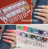 Teenitor 12 Sheets Self-Adhesive Nail Art Sticker, 5D Embossed Flower Nail Decals, 5 Boxes Glitter Sequins Flakes