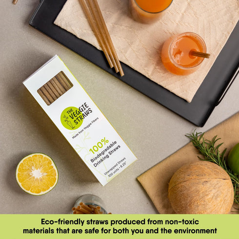 100 PCS 8.25 Inches Unwrapped Biodegradable Straws, Environment Friendly Drinking Straws for Hot and Cold Beverages